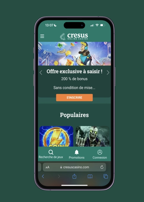 Sélection jeux machines richesse Cresus Casino